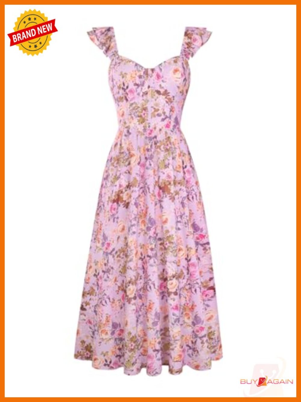Women's Floral Corset Maxi Dress Ruffle Sleeve Milkmaid Wedding Guest